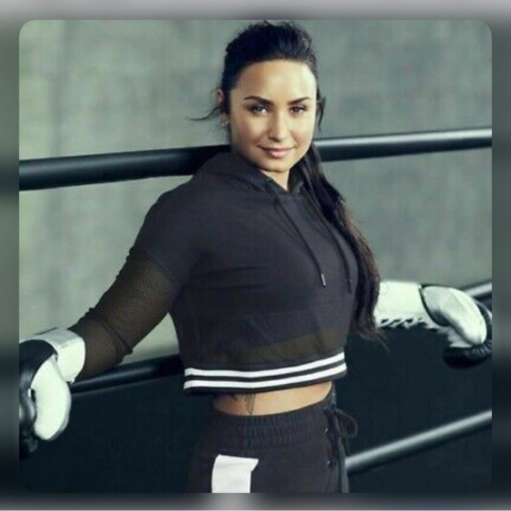 NWOT Mesh DEMI LOVATO Fabletics Crop Top Hoodie